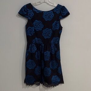 Alice + Olivia Black and Blue Floral Dress
